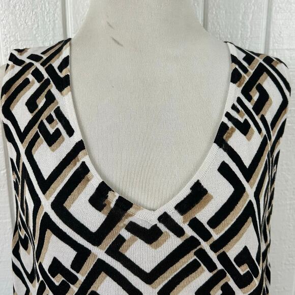 Chicos Tank Sweater Sleeveless Neutral Geo Print Women Black Mature Size XL - Picture 3 of 6